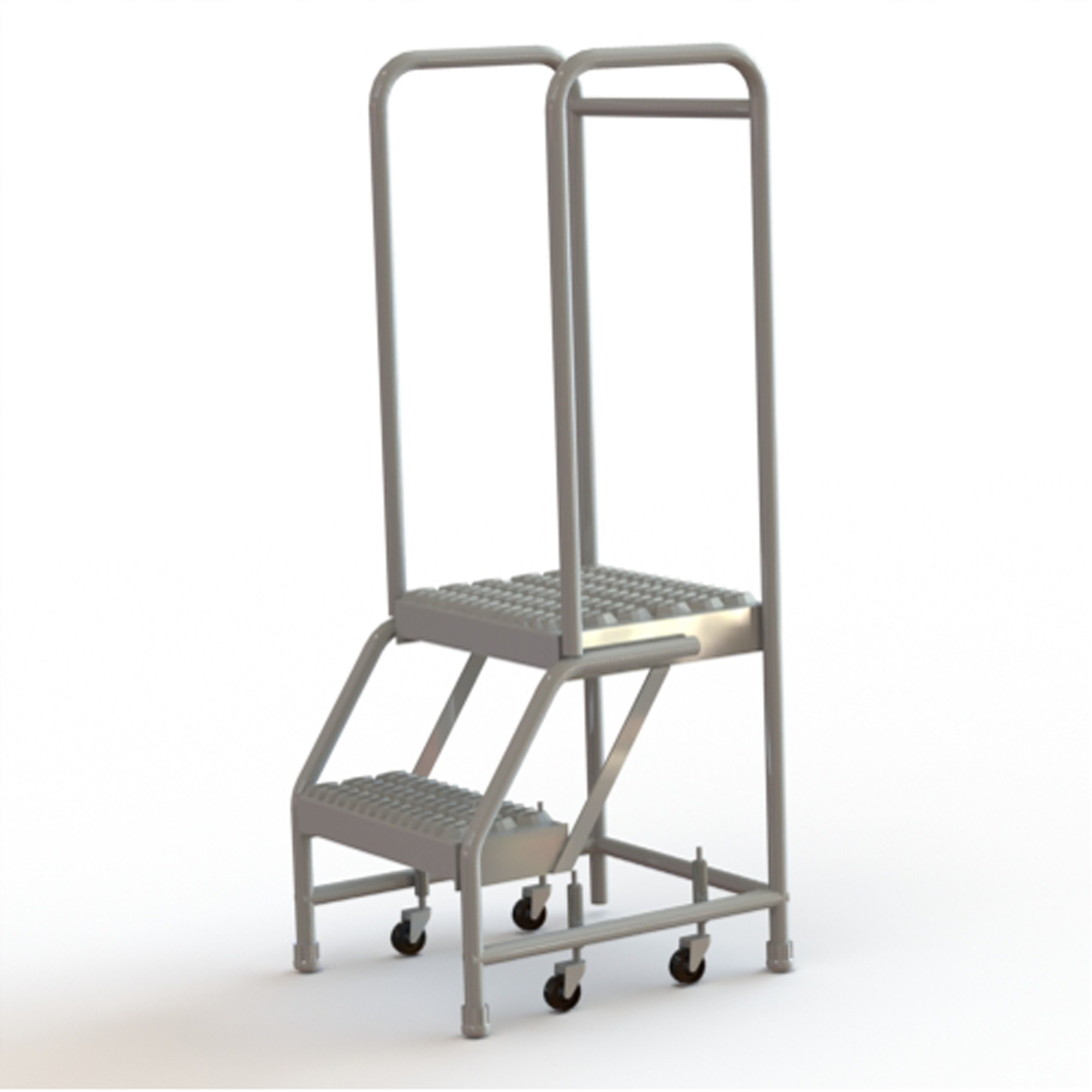 Échelles roulantes, 2 marches, Largeur de la marche 16", Hauteur de la plateforme 20", Aluminium