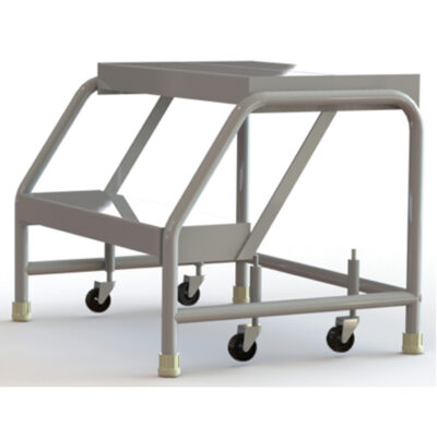Échelles roulantes, 2 marches, Largeur de la marche 24", Hauteur de la plateforme 20", Aluminium