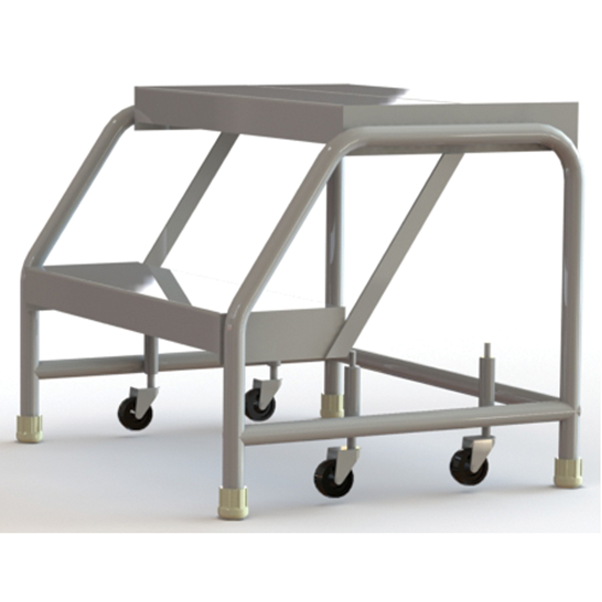 Échelles roulantes, 2 marches, Largeur de la marche 24", Hauteur de la plateforme 20", Aluminium