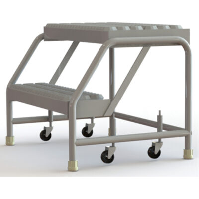 Échelles roulantes, 2 marches, Largeur de la marche 24", Hauteur de la plateforme 20", Aluminium