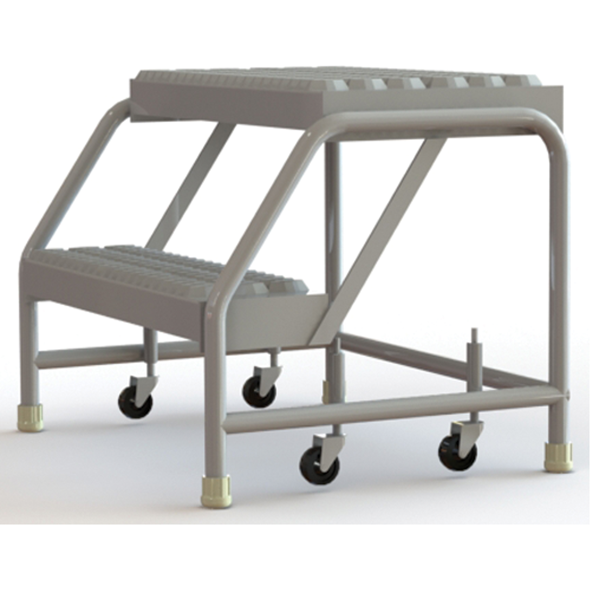Échelles roulantes, 2 marches, Largeur de la marche 24", Hauteur de la plateforme 20", Aluminium