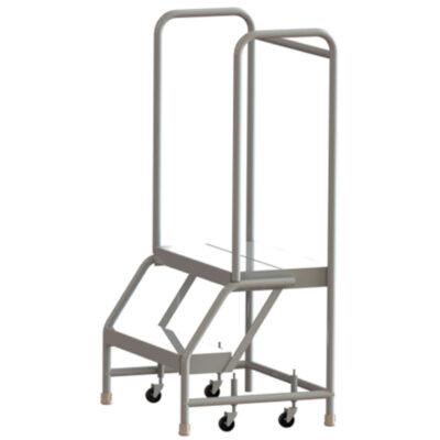 Échelles roulantes, 2 marches, Largeur de la marche 24", Hauteur de la plateforme 20", Aluminium