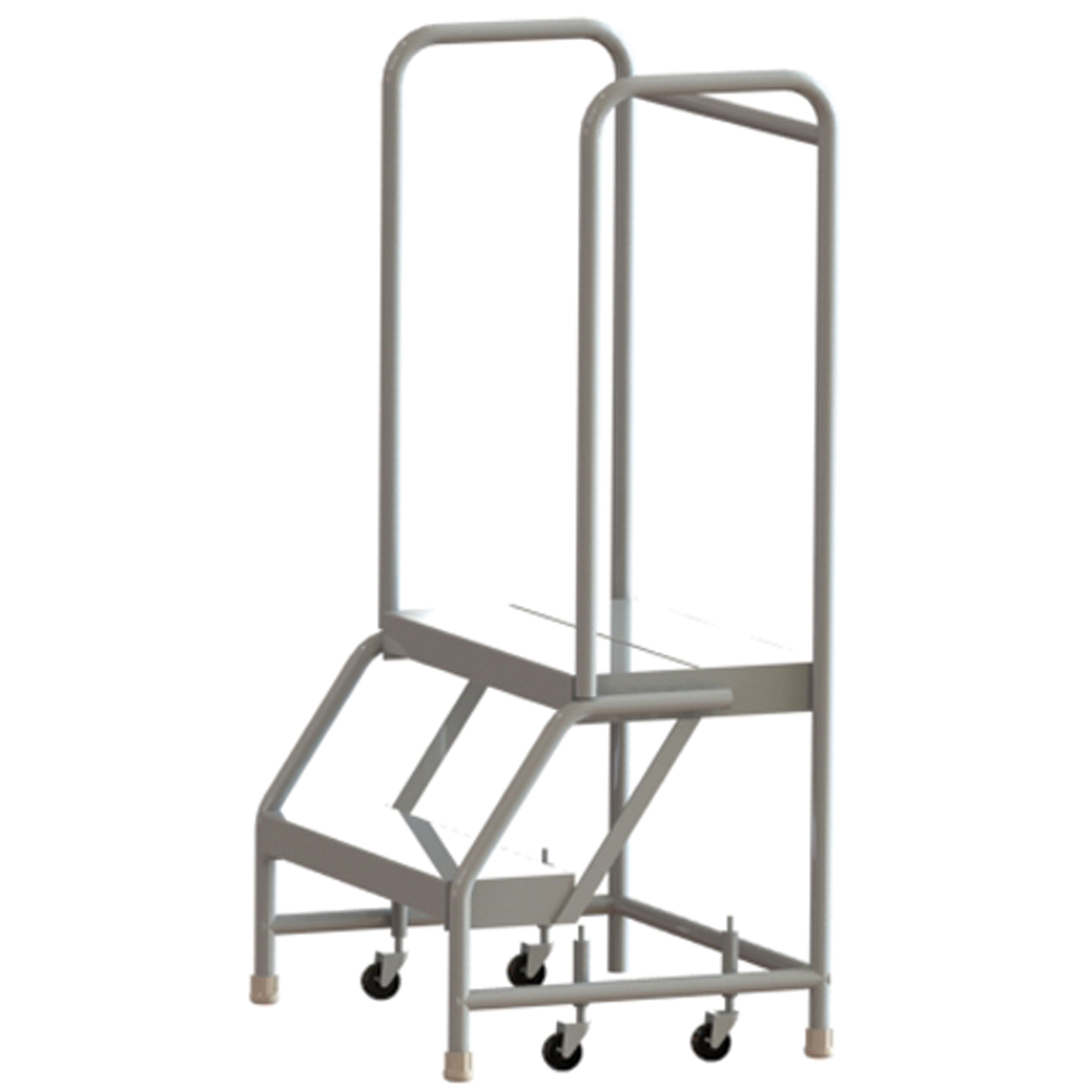 Échelles roulantes, 2 marches, Largeur de la marche 24", Hauteur de la plateforme 20", Aluminium
