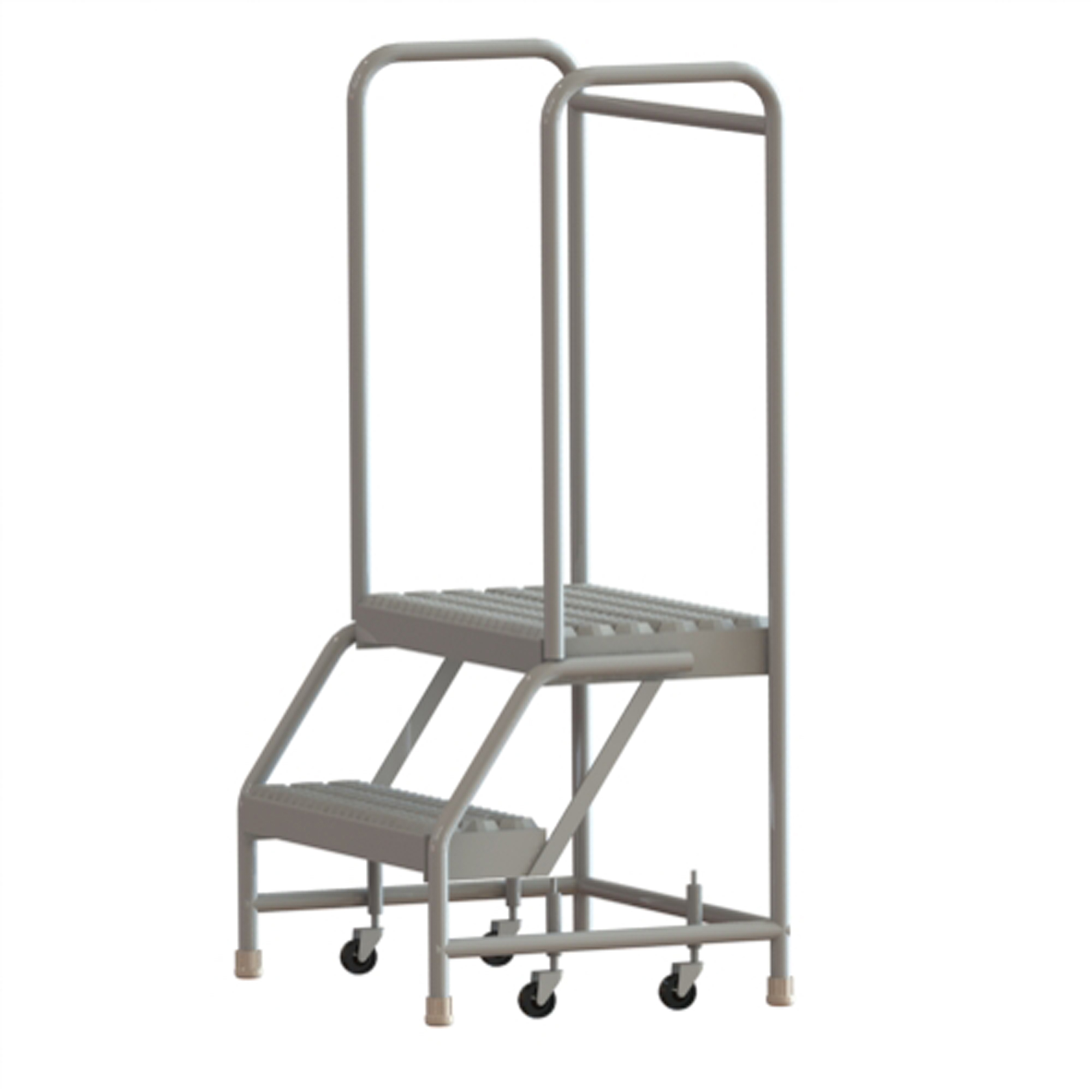 Échelles roulantes, 2 marches, Largeur de la marche 24", Hauteur de la plateforme 20", Aluminium