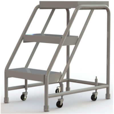 Échelles roulantes, 3 marches, Largeur de la marche 16", Hauteur de la plateforme 30", Aluminium