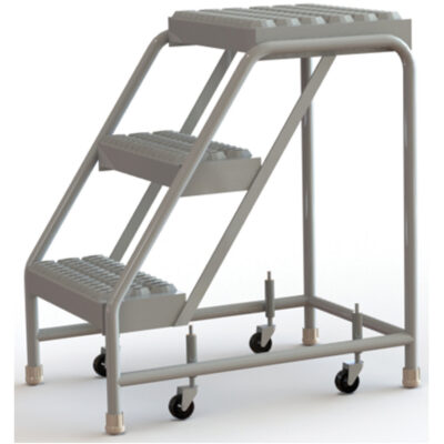 Échelles roulantes, 3 marches, Largeur de la marche 16", Hauteur de la plateforme 30", Aluminium