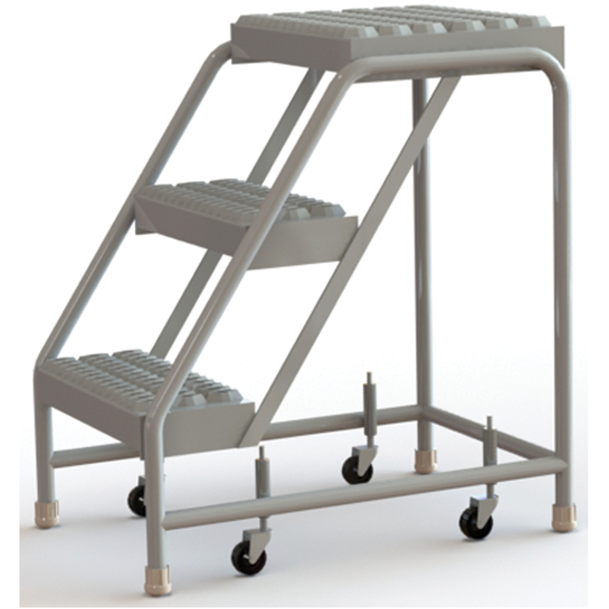 Échelles roulantes, 3 marches, Largeur de la marche 16", Hauteur de la plateforme 30", Aluminium