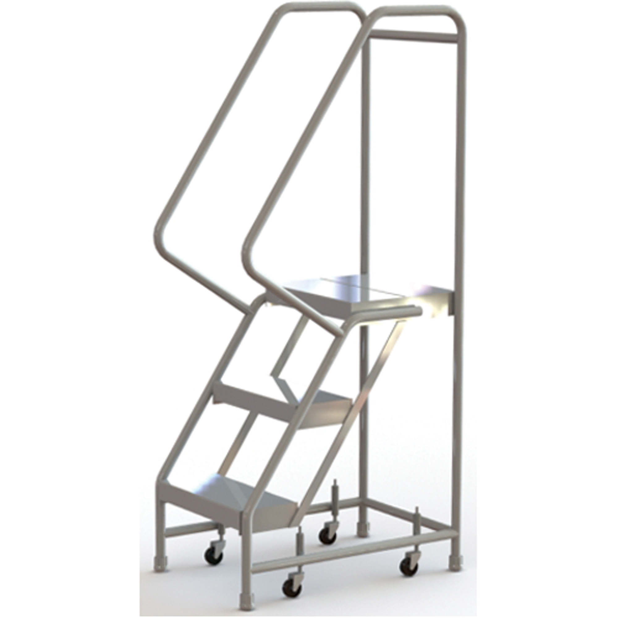 Échelles roulantes, 3 marches, Largeur de la marche 16", Hauteur de la plateforme 30", Aluminium