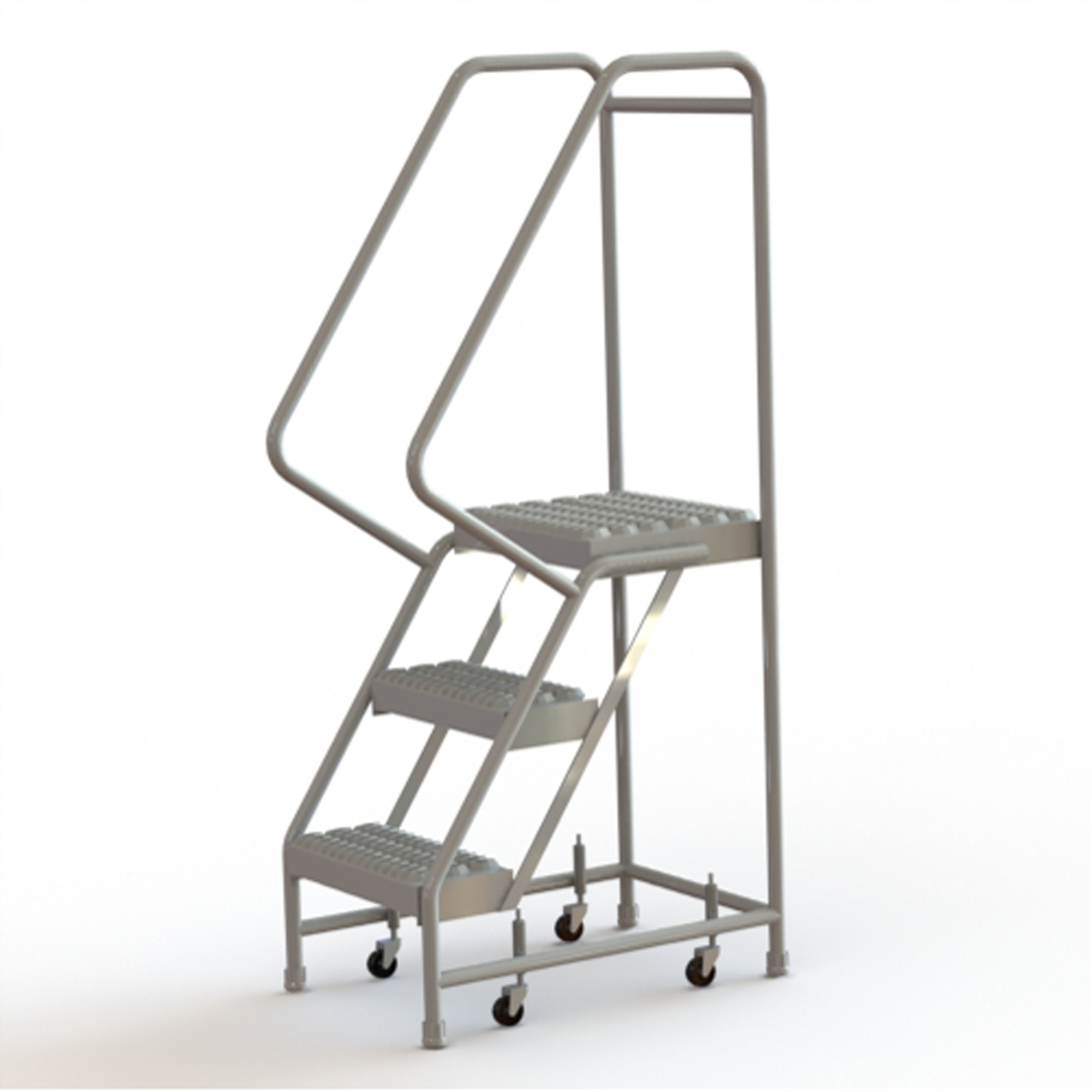 Échelles roulantes, 3 marches, Largeur de la marche 16", Hauteur de la plateforme 30", Aluminium