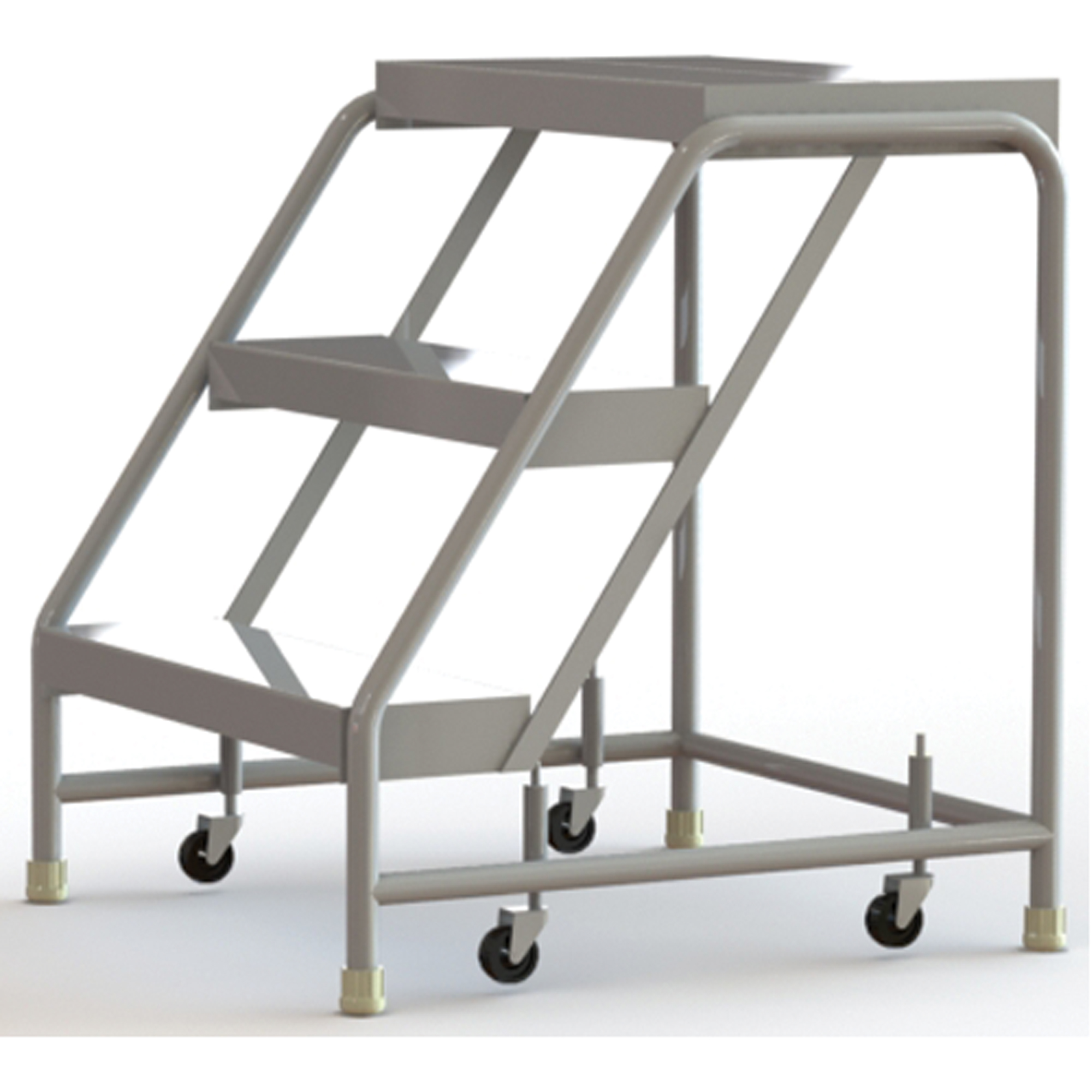 Échelles roulantes, 3 marches, Largeur de la marche 24", Hauteur de la plateforme 30", Aluminium