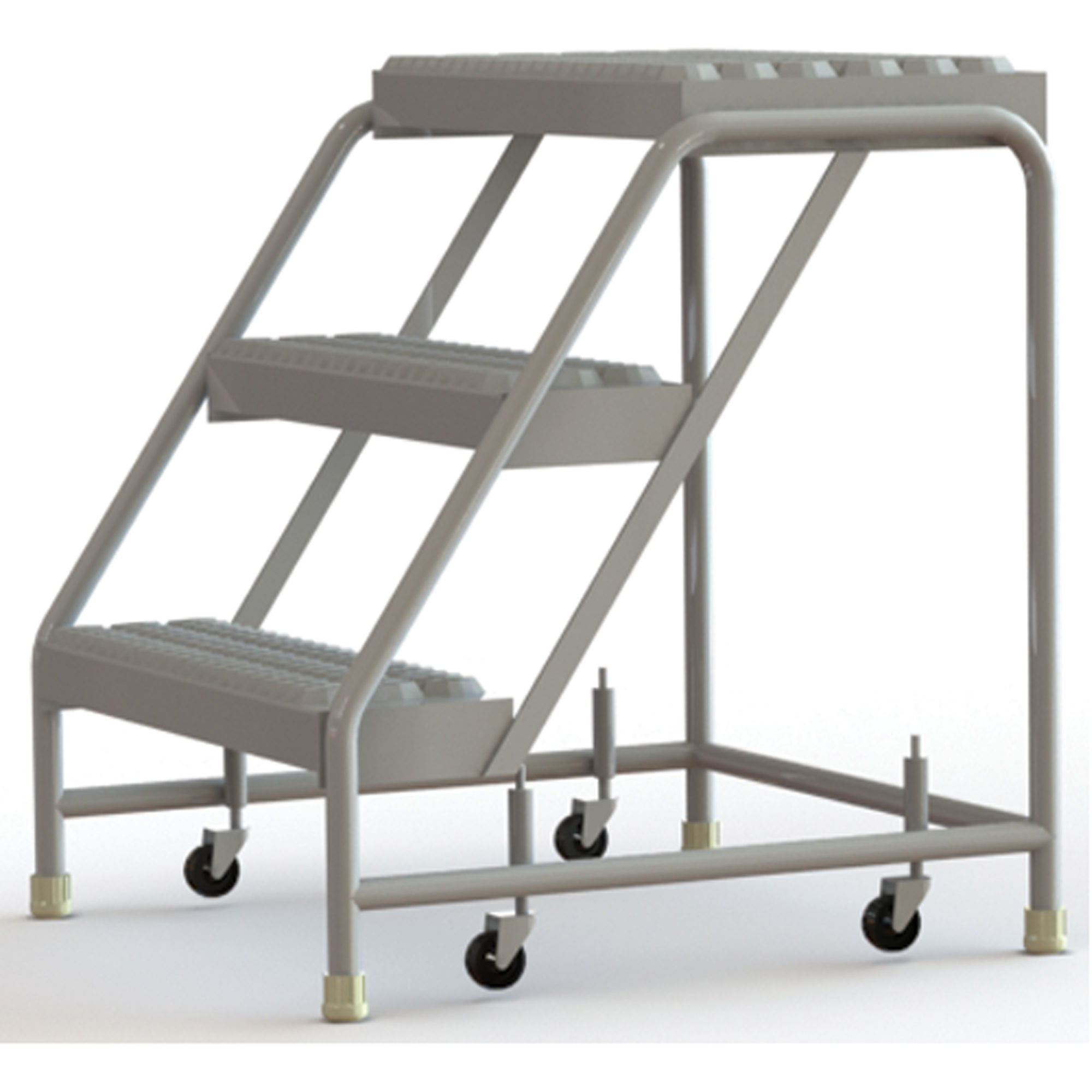 Échelles roulantes, 3 marches, Largeur de la marche 24", Hauteur de la plateforme 30", Aluminium