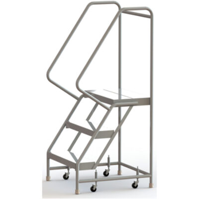 Échelles roulantes, 3 marches, Largeur de la marche 24", Hauteur de la plateforme 30", Aluminium