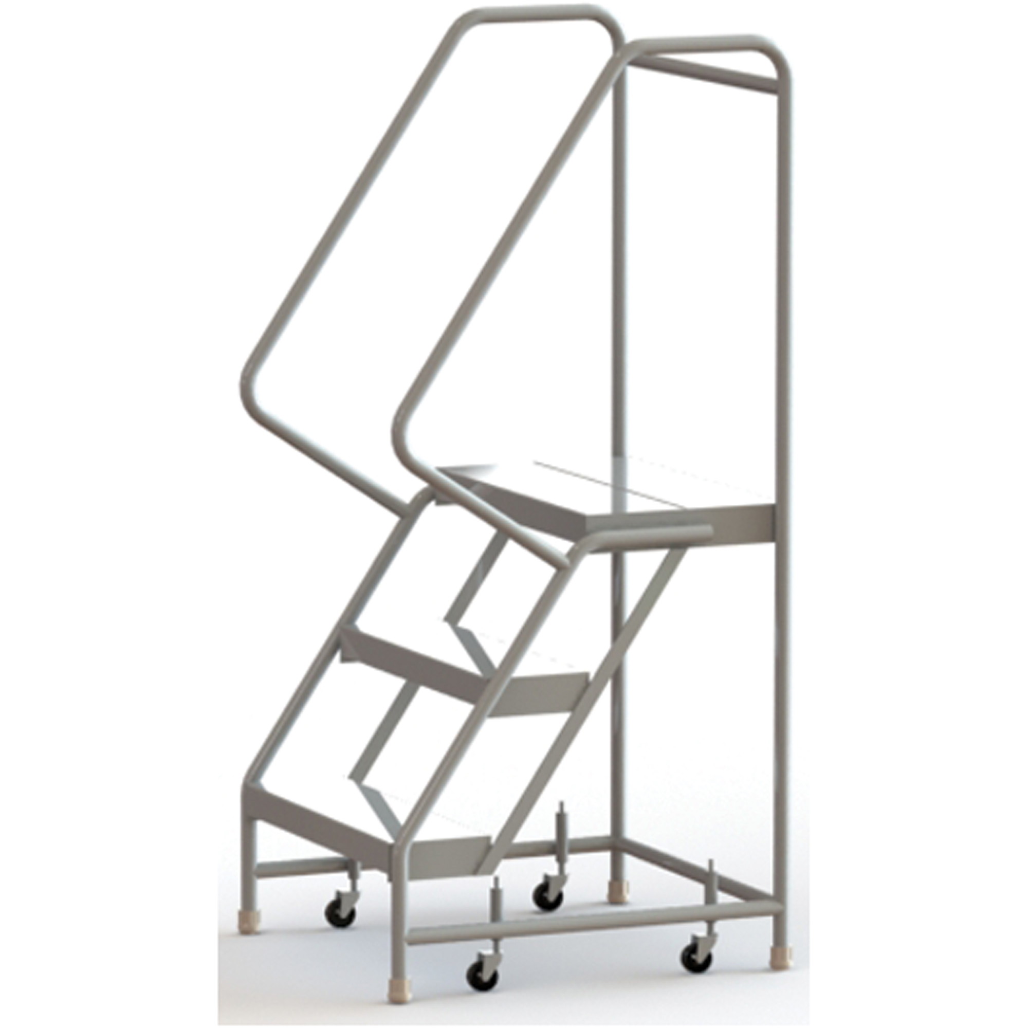Échelles roulantes, 3 marches, Largeur de la marche 24", Hauteur de la plateforme 30", Aluminium