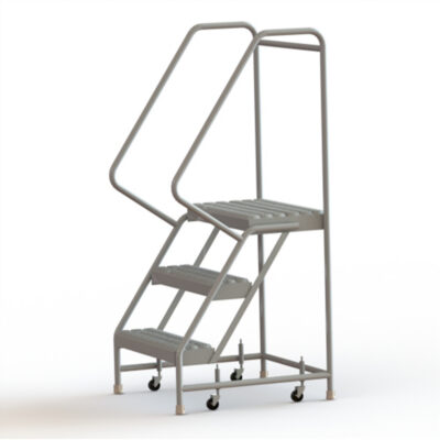 Échelles roulantes, 3 marches, Largeur de la marche 24", Hauteur de la plateforme 30", Aluminium