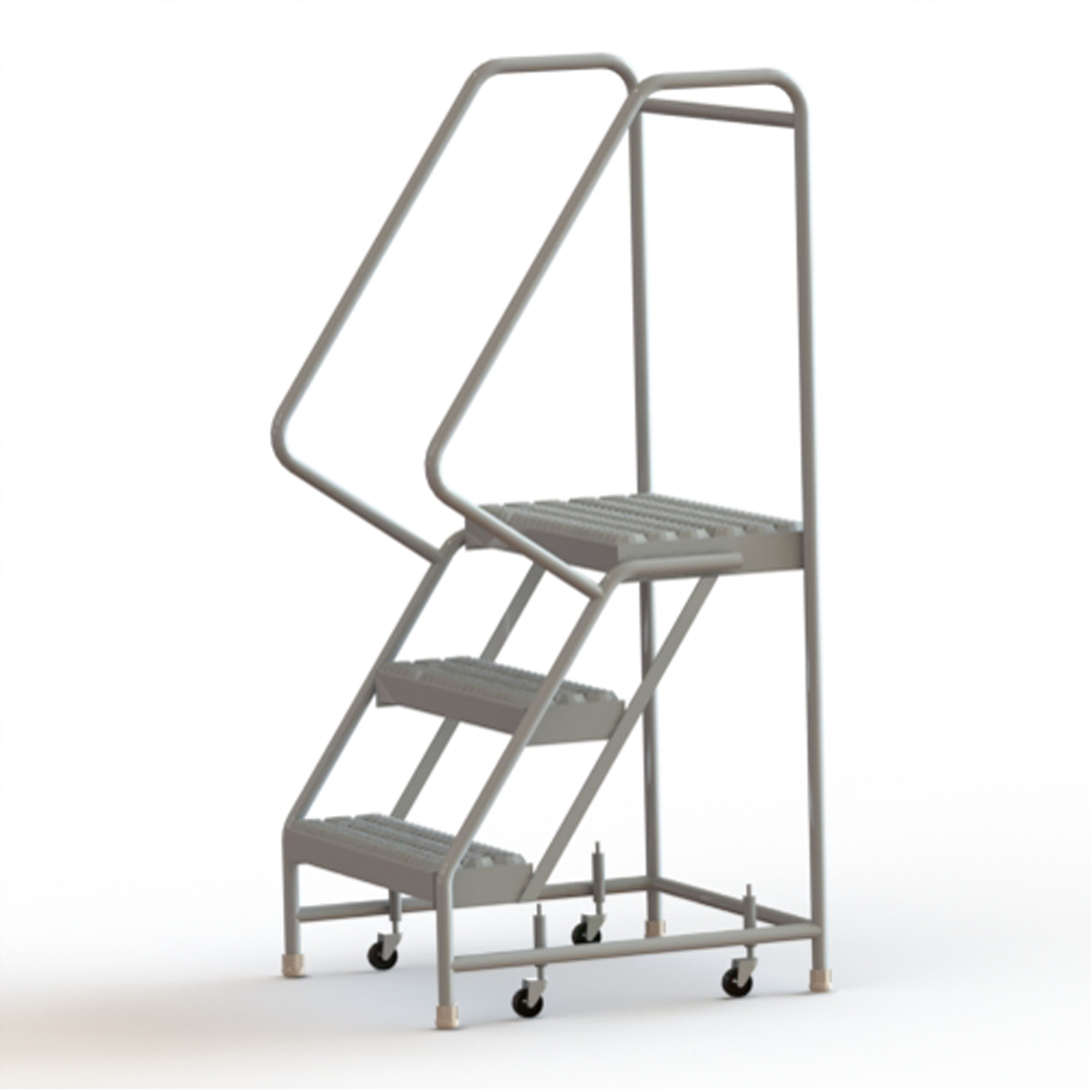 Échelles roulantes, 3 marches, Largeur de la marche 24", Hauteur de la plateforme 30", Aluminium