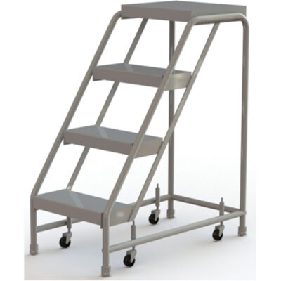 Échelles roulantes, 4 marches, Largeur de la marche 16", Hauteur de la plateforme 40", Aluminium