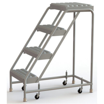 Échelles roulantes, 4 marches, Largeur de la marche 16", Hauteur de la plateforme 40", Aluminium