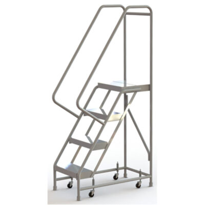 Échelles roulantes, 4 marches, Largeur de la marche 16", Hauteur de la plateforme 40", Aluminium