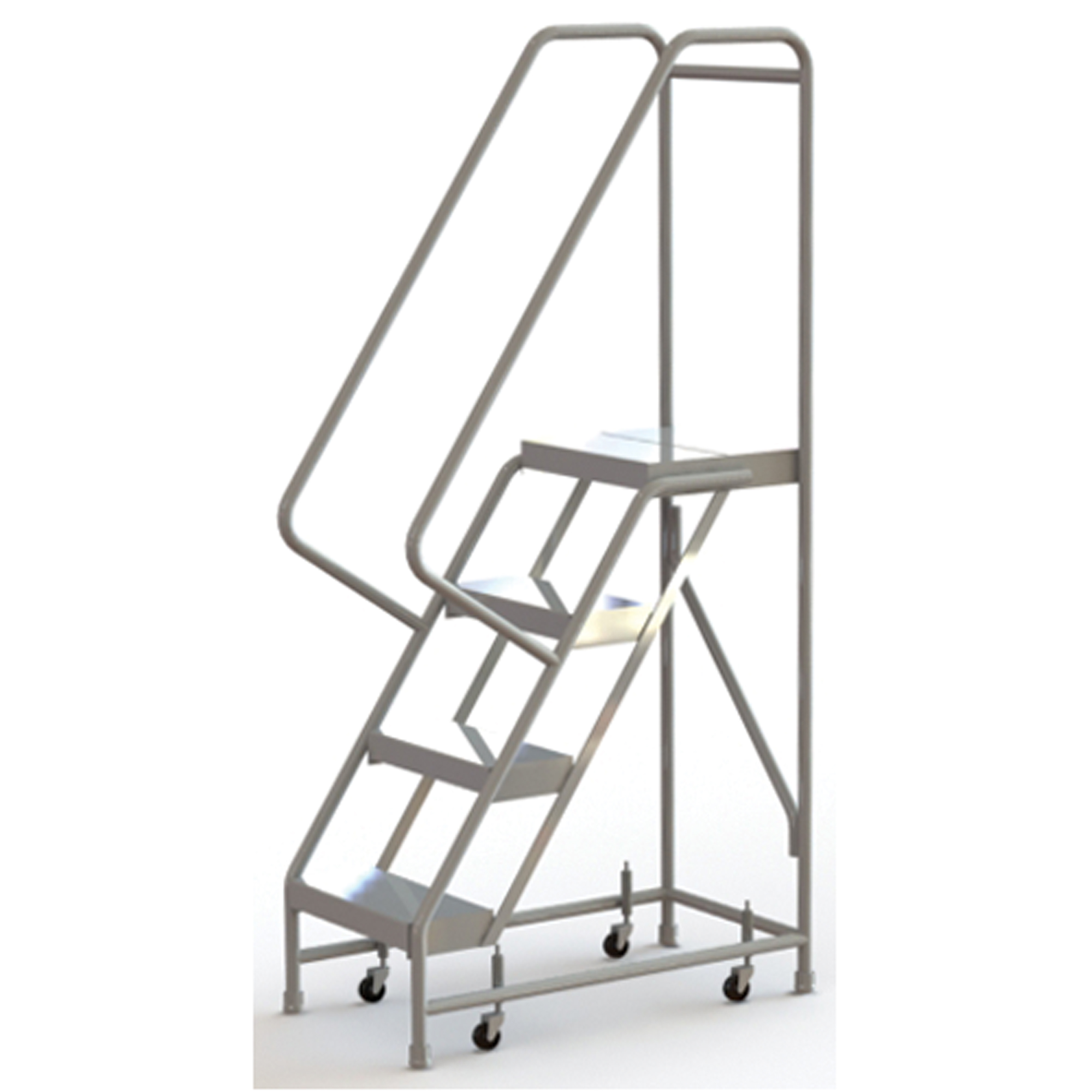 Échelles roulantes, 4 marches, Largeur de la marche 16", Hauteur de la plateforme 40", Aluminium