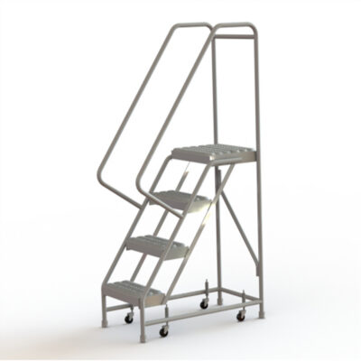 Échelles roulantes, 4 marches, Largeur de la marche 16", Hauteur de la plateforme 40", Aluminium