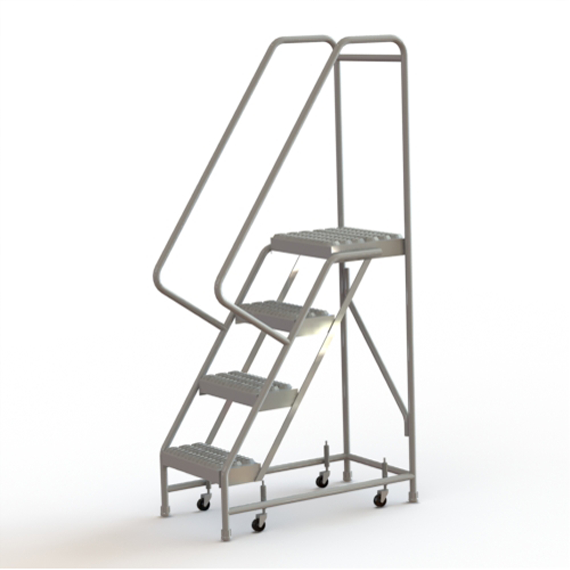 Échelles roulantes, 4 marches, Largeur de la marche 16", Hauteur de la plateforme 40", Aluminium