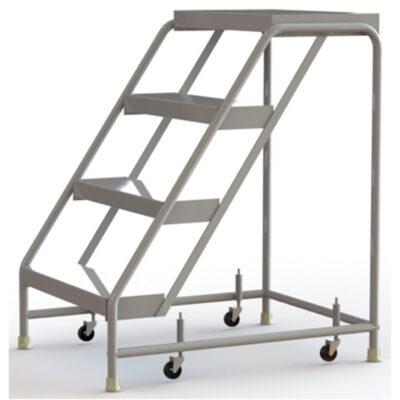 Échelles roulantes, 4 marches, Largeur de la marche 24", Hauteur de la plateforme 40", Aluminium