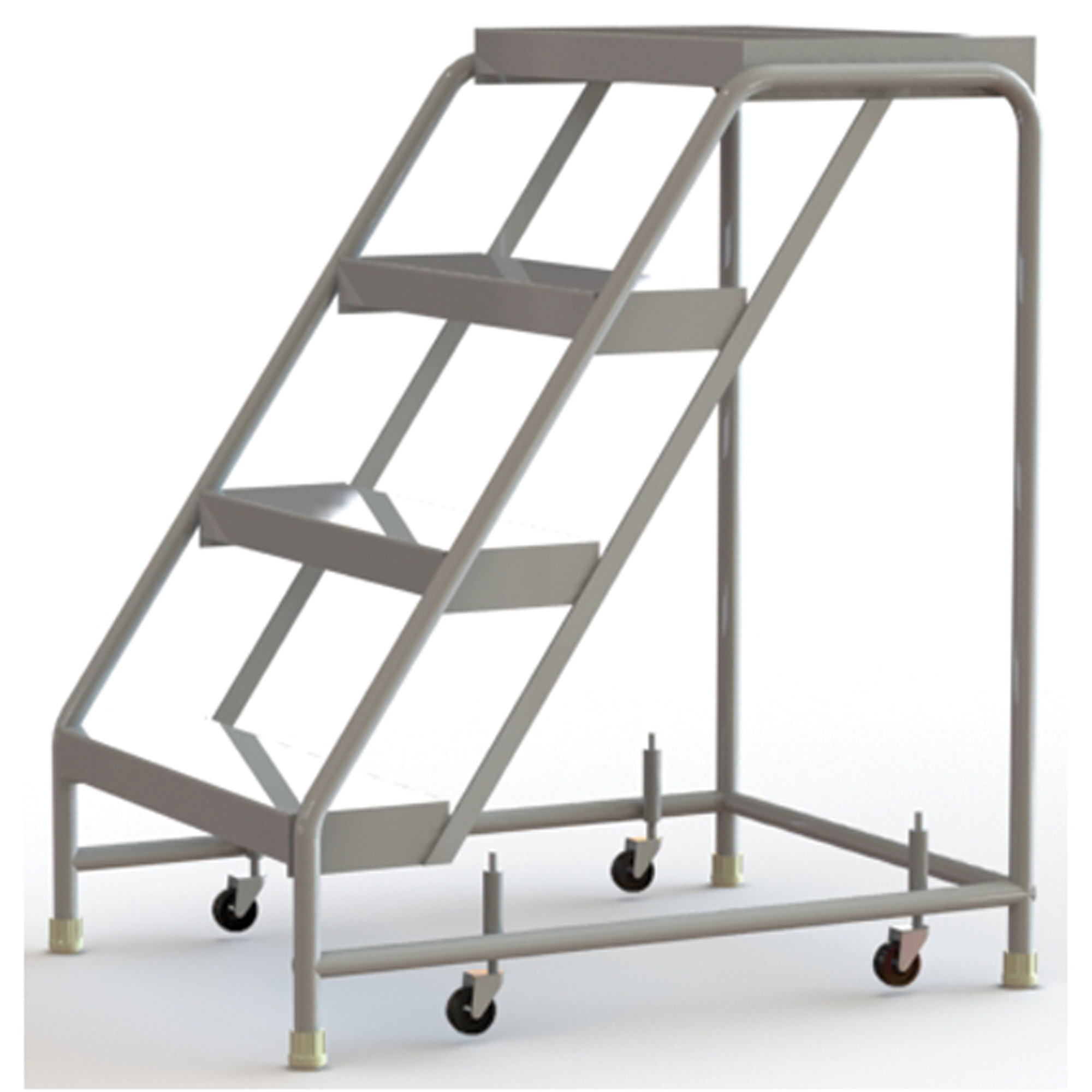 Échelles roulantes, 4 marches, Largeur de la marche 24", Hauteur de la plateforme 40", Aluminium