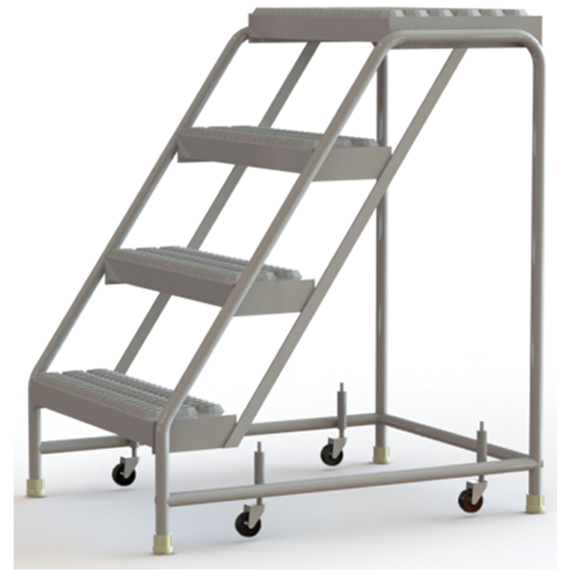 Échelles roulantes, 4 marches, Largeur de la marche 24", Hauteur de la plateforme 40", Aluminium