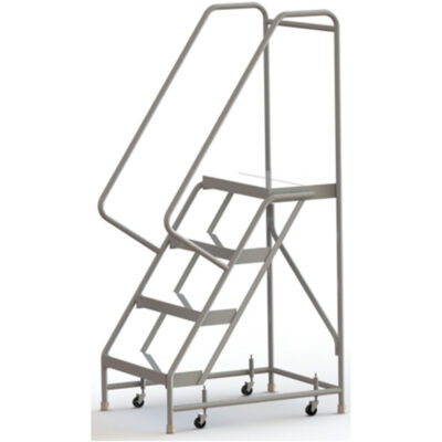 Échelles roulantes, 4 marches, Largeur de la marche 24", Hauteur de la plateforme 40", Aluminium