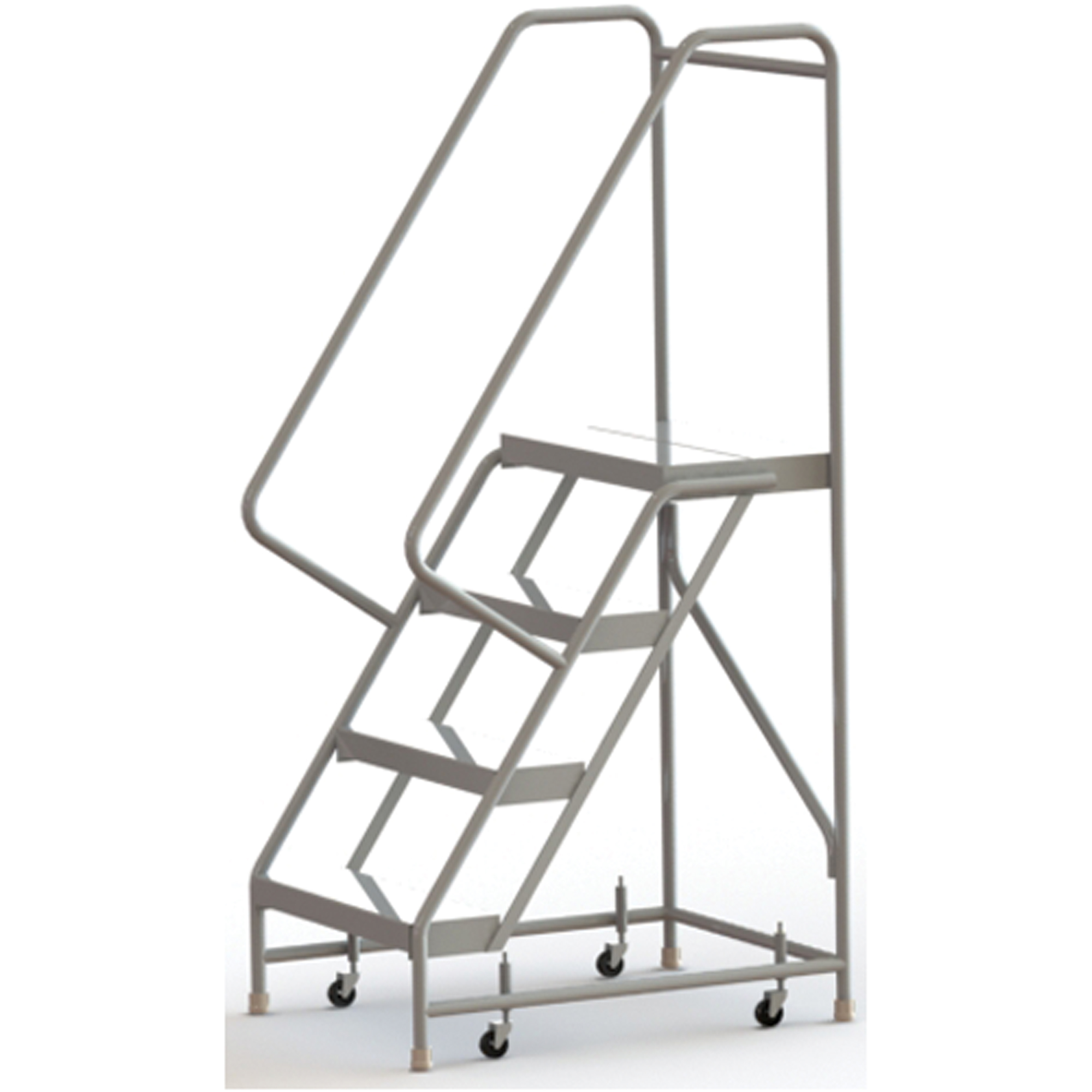 Échelles roulantes, 4 marches, Largeur de la marche 24", Hauteur de la plateforme 40", Aluminium