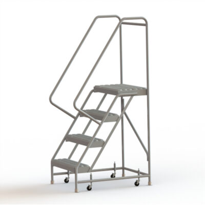 Échelles roulantes, 4 marches, Largeur de la marche 24", Hauteur de la plateforme 40", Aluminium