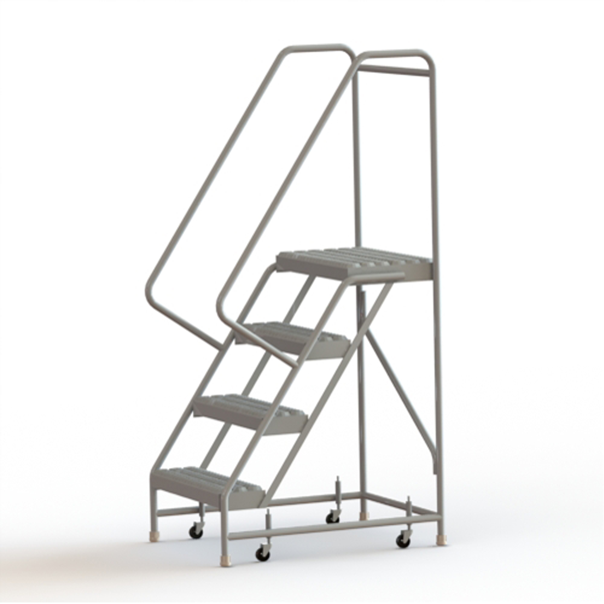 Échelles roulantes, 4 marches, Largeur de la marche 24", Hauteur de la plateforme 40", Aluminium