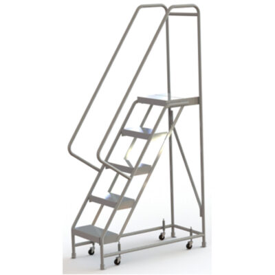 Échelles roulantes, 5 marches, Largeur de la marche 16", Hauteur de la plateforme 50", Aluminium