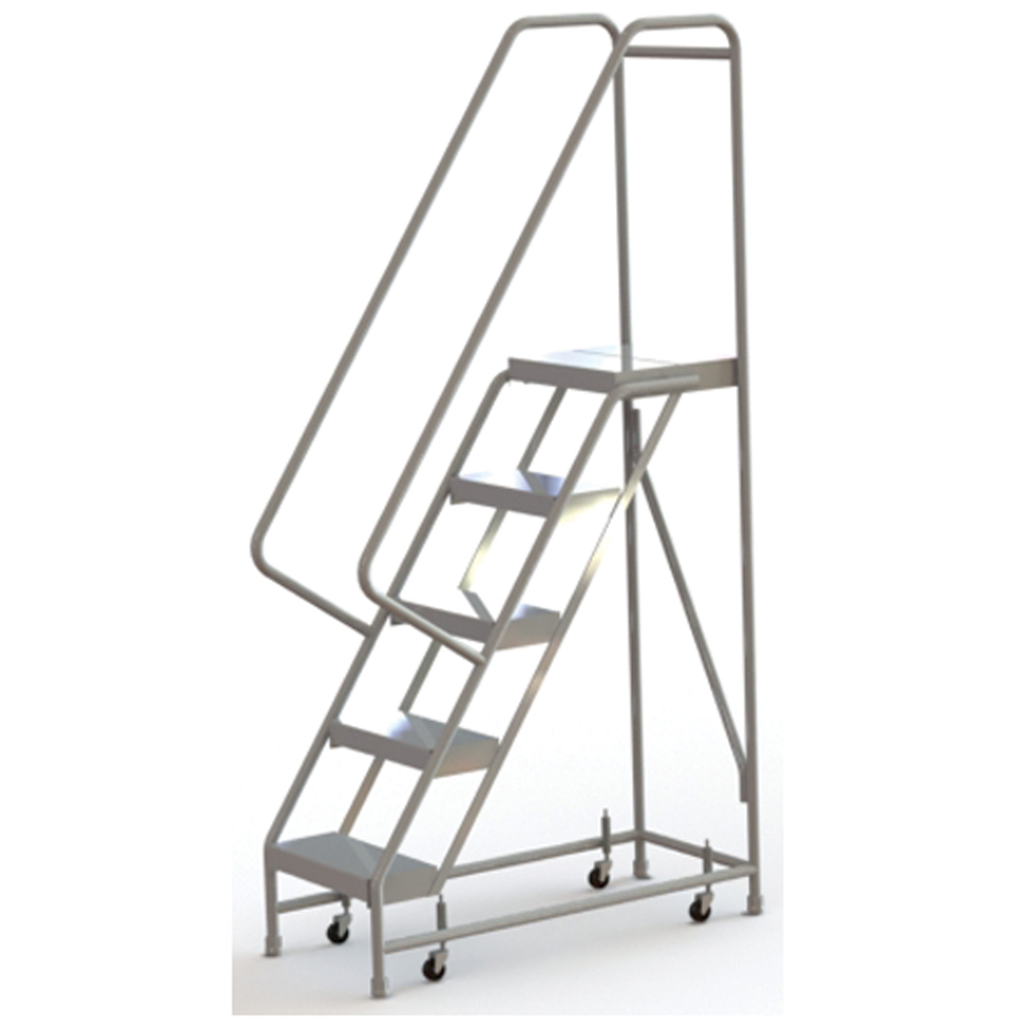 Échelles roulantes, 5 marches, Largeur de la marche 16", Hauteur de la plateforme 50", Aluminium