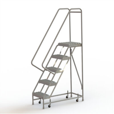 Échelles roulantes, 5 marches, Largeur de la marche 16", Hauteur de la plateforme 50", Aluminium