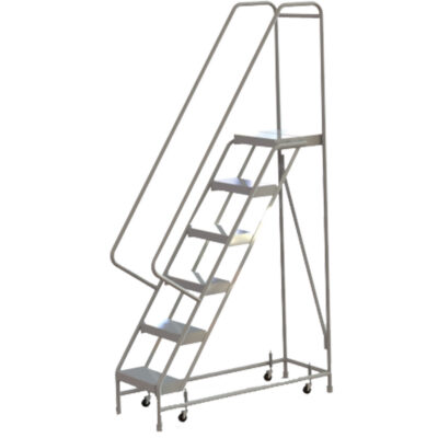 Échelles roulantes, 6 marches, Largeur de la marche 16", Hauteur de la plateforme 60", Aluminium