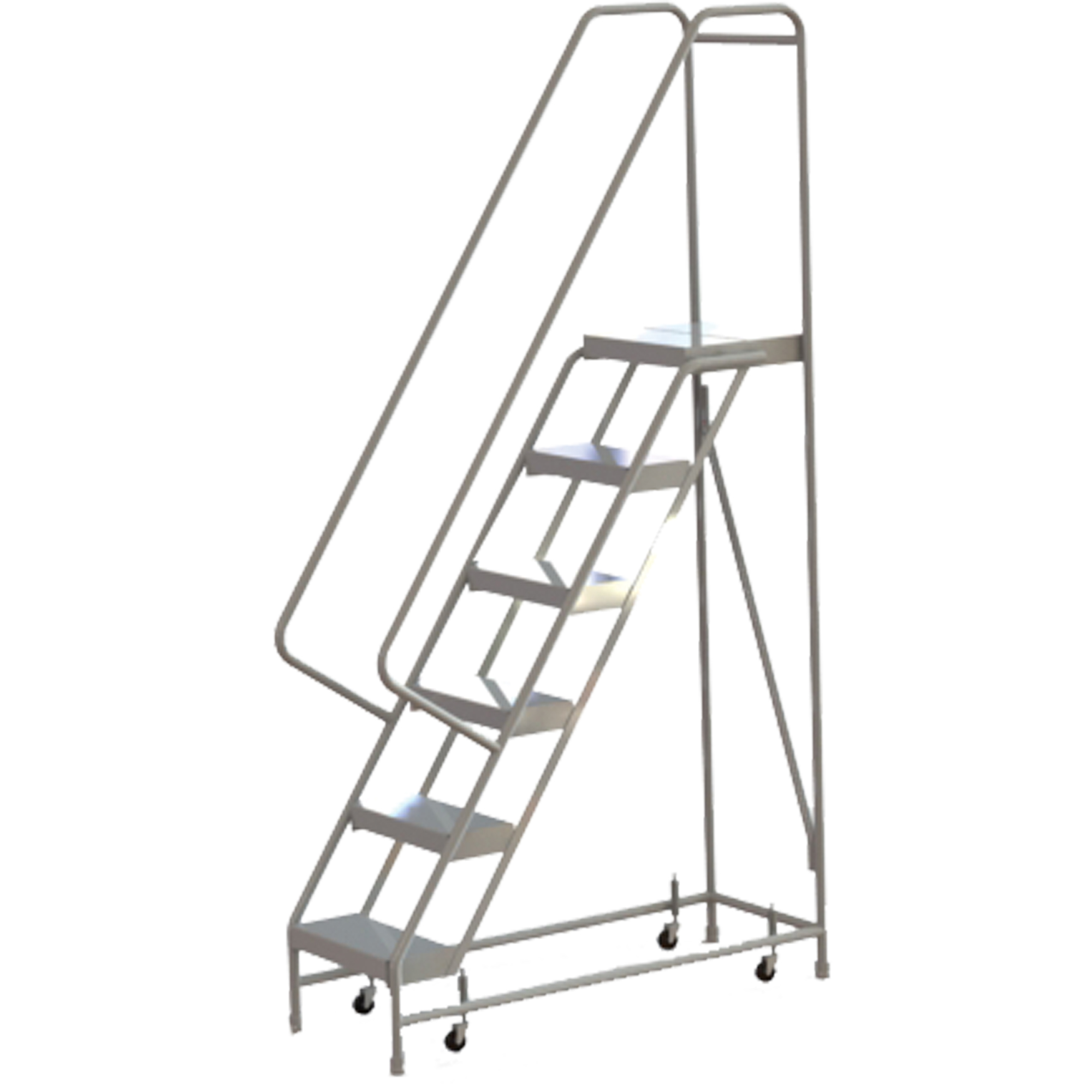 Échelles roulantes, 6 marches, Largeur de la marche 16", Hauteur de la plateforme 60", Aluminium