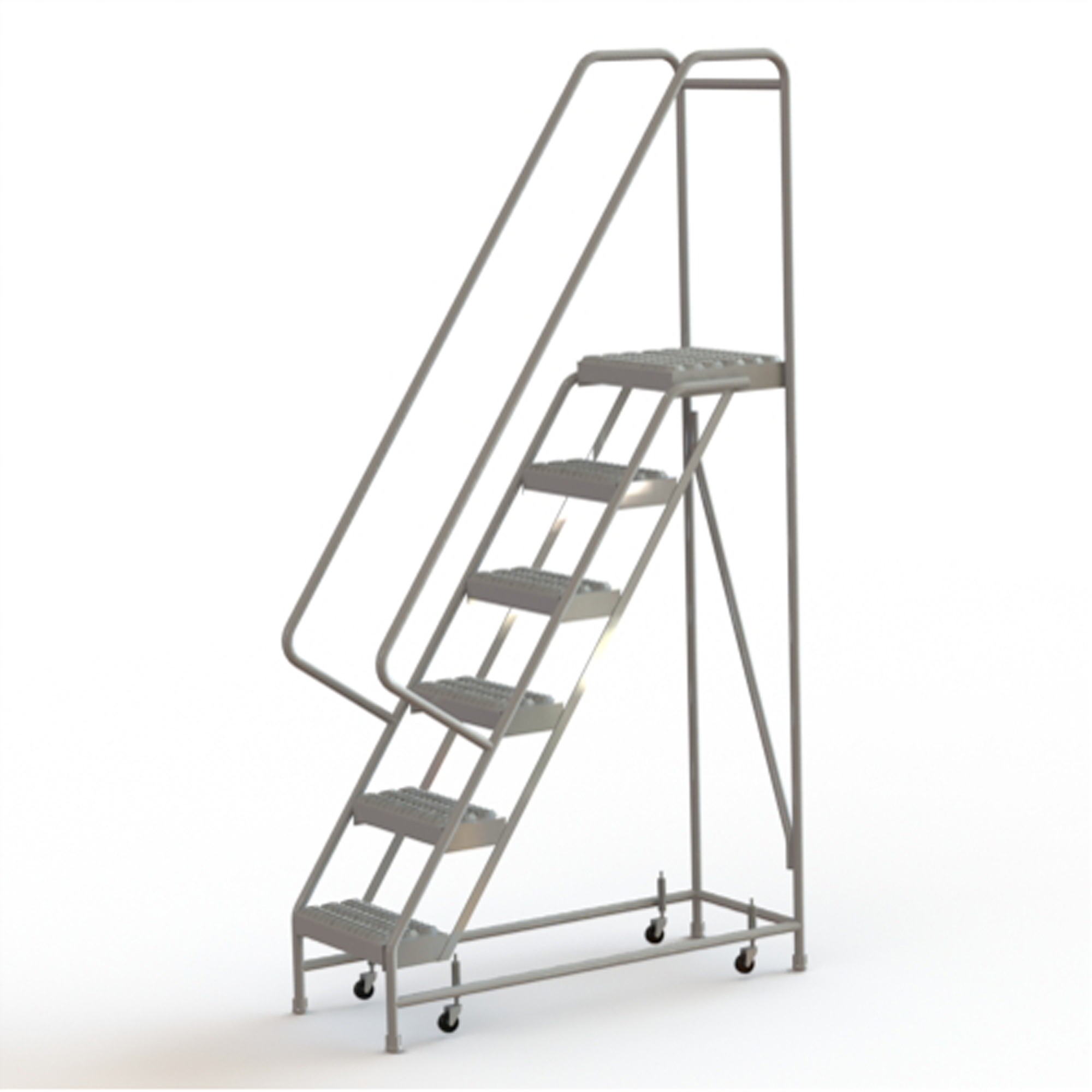 Échelles roulantes, 6 marches, Largeur de la marche 16", Hauteur de la plateforme 60", Aluminium