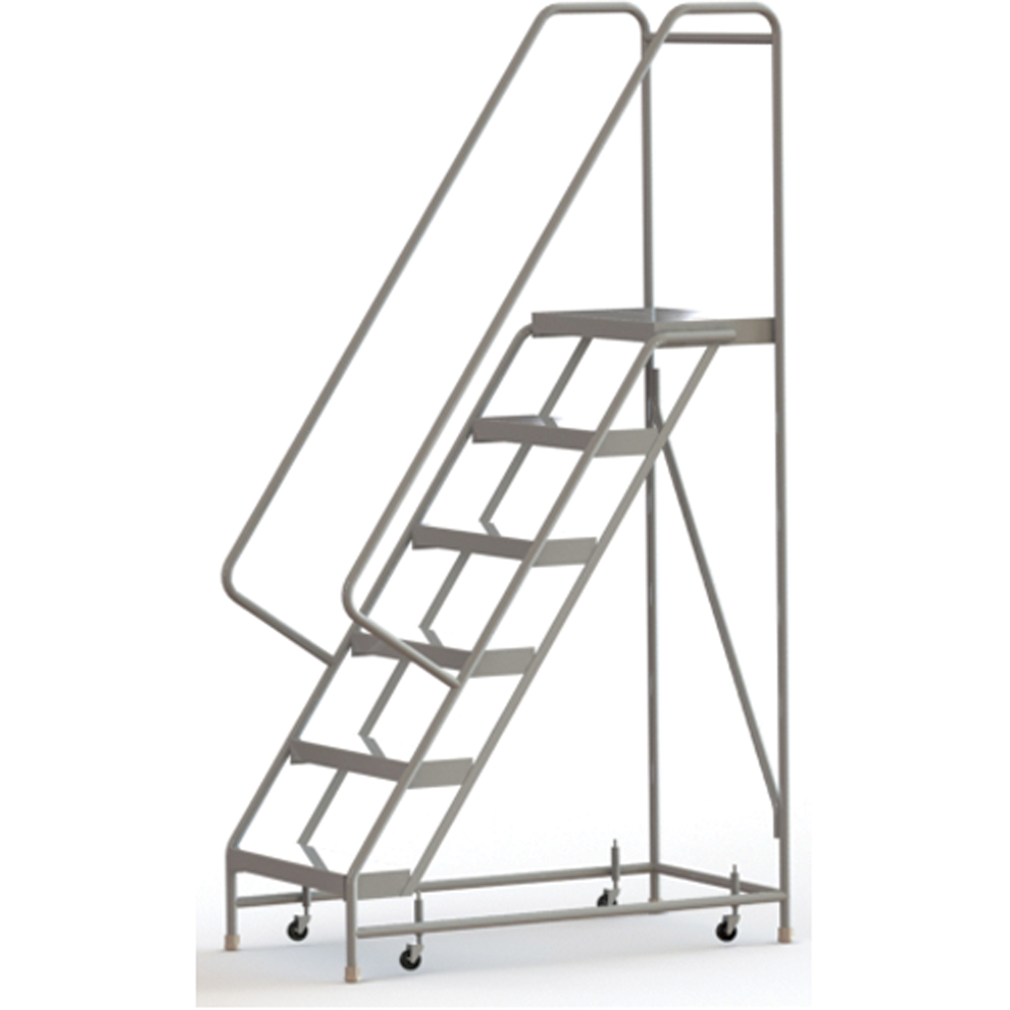 Échelles roulantes, 6 marches, Largeur de la marche 24", Hauteur de la plateforme 60", Aluminium