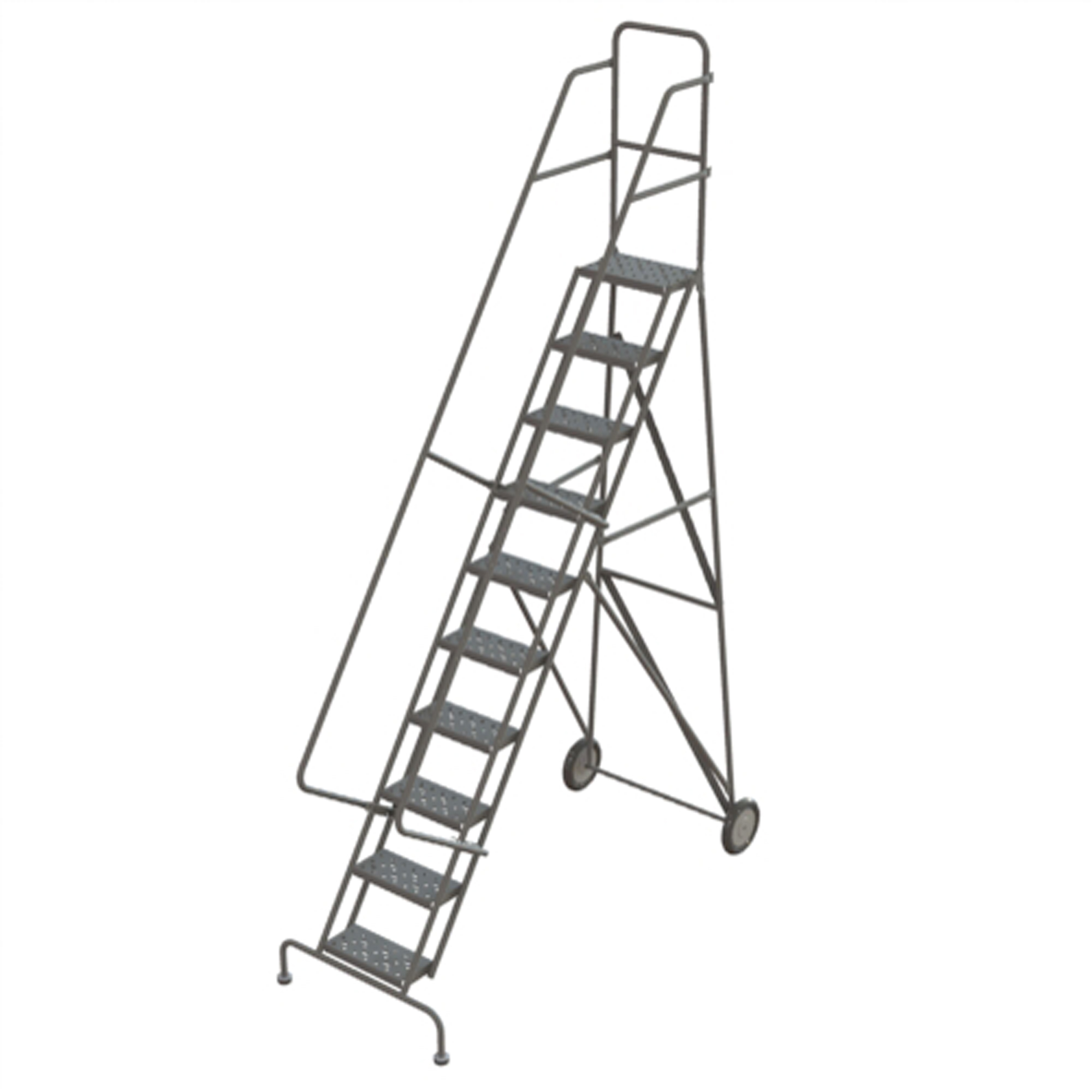 Échelles roulantes en acier, 10 marches, Largeur de la marche 16", Hauteur de la plateforme 100", Acier