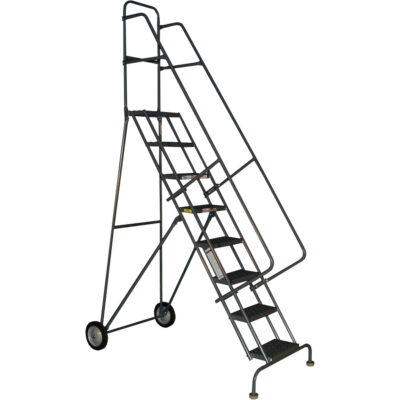 Échelles roulantes en acier, 3 marches, Largeur de la marche 16", Hauteur de la plateforme 30", Acier