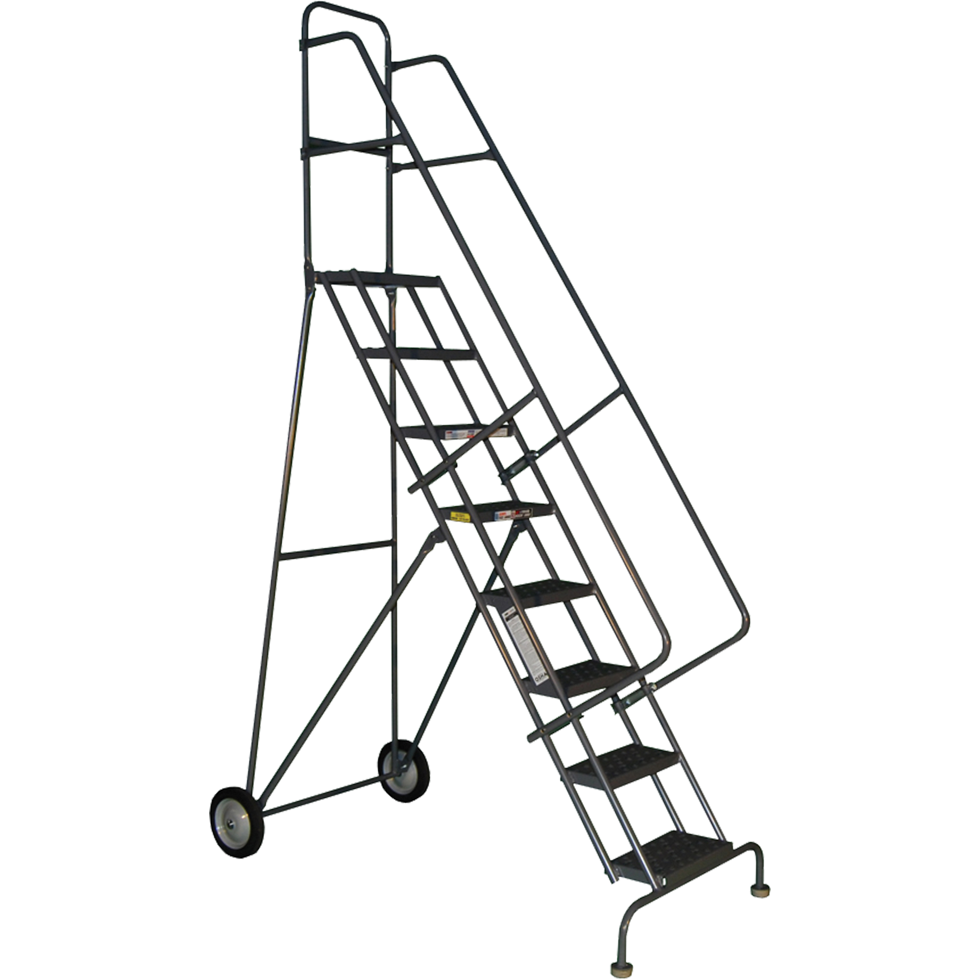 Échelles roulantes en acier, 3 marches, Largeur de la marche 16", Hauteur de la plateforme 30", Acier