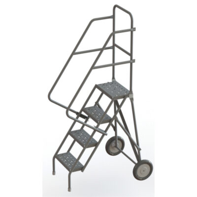 Échelles roulantes en acier, 4 marches, Largeur de la marche 16", Hauteur de la plateforme 40", Acier