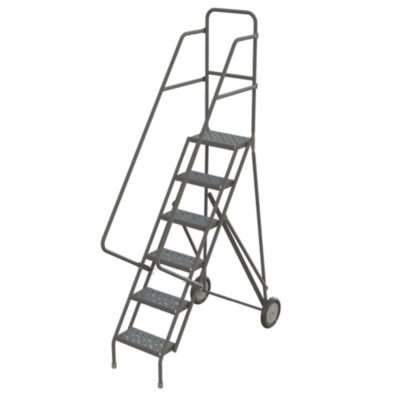 Échelles roulantes en acier, 6 marches, Largeur de la marche 16", Hauteur de la plateforme 60", Acier