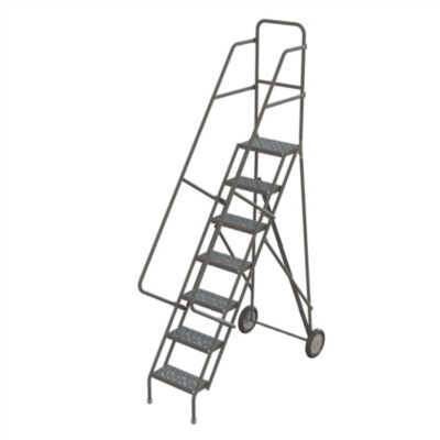 Échelles roulantes en acier, 7 marches, Largeur de la marche 16", Hauteur de la plateforme 70", Acier