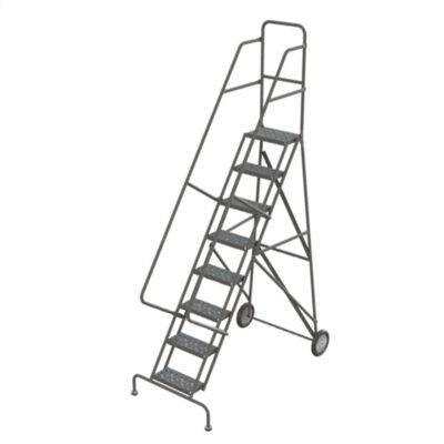 Échelles roulantes en acier, 8 marches, Largeur de la marche 16", Hauteur de la plateforme 80", Acier