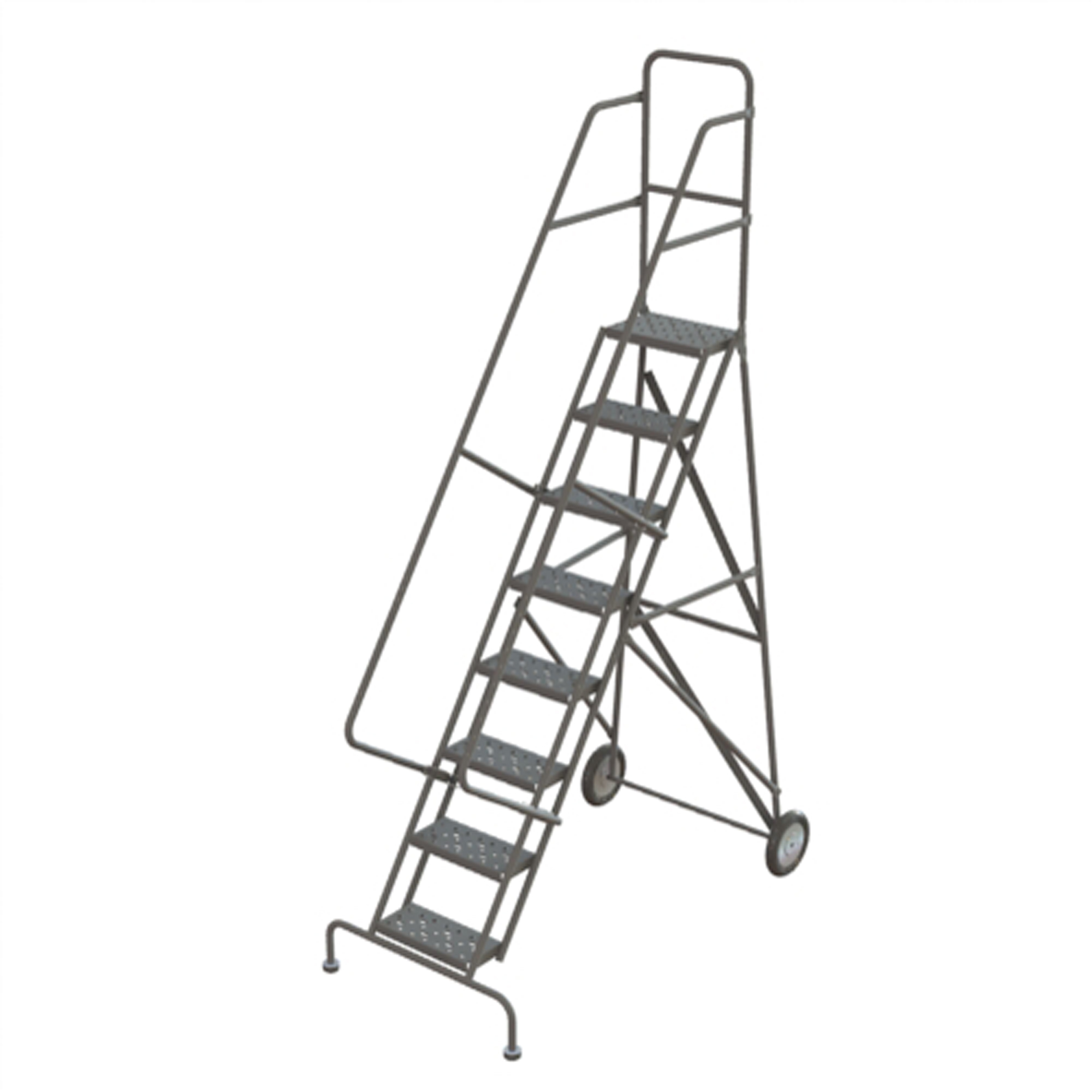 Échelles roulantes en acier, 8 marches, Largeur de la marche 16", Hauteur de la plateforme 80", Acier