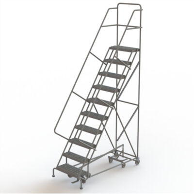 Échelles roulantes multidirectionnelles, 10 marches, Largeur de la marche 24", Hauteur de la plateforme 100", Acier