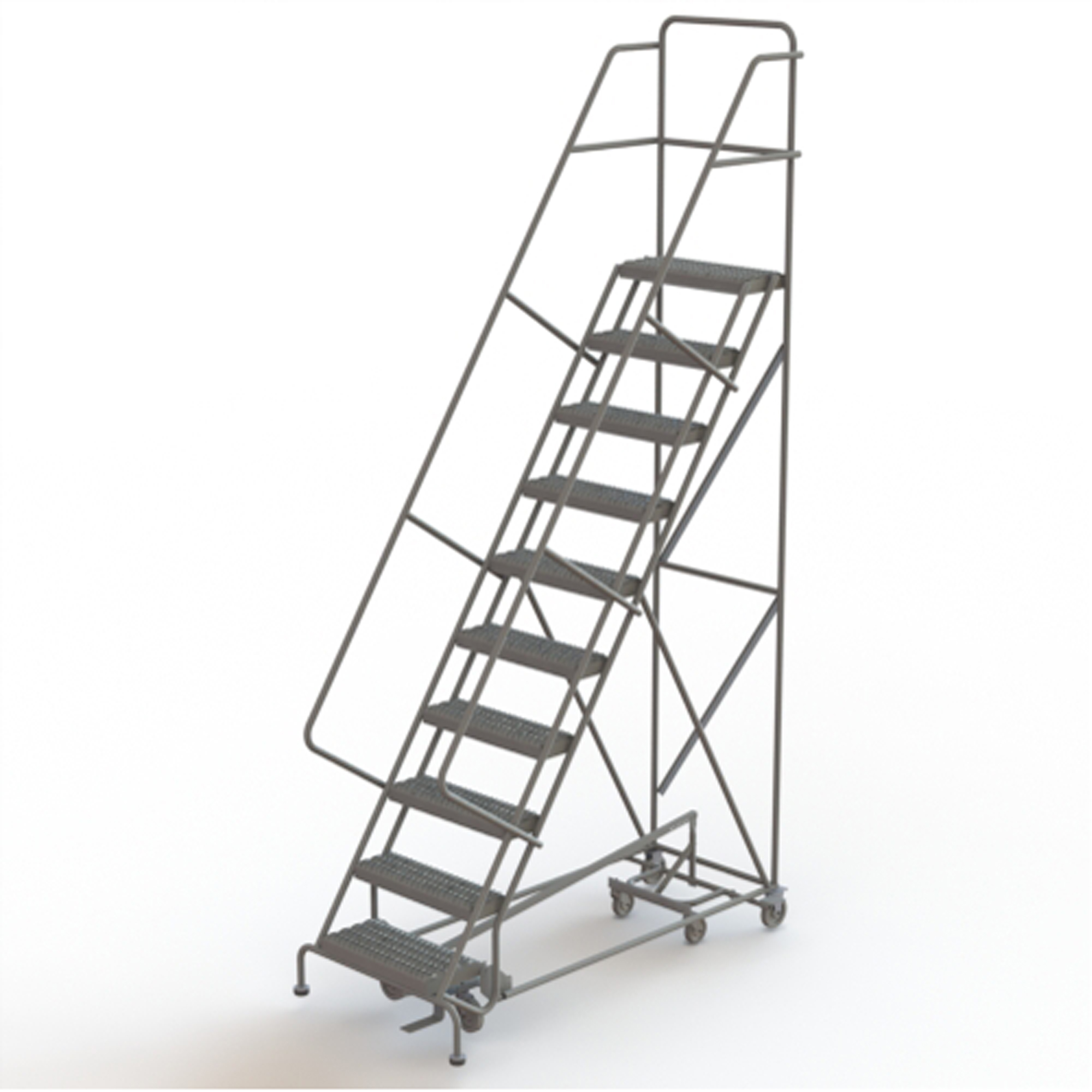 Échelles roulantes multidirectionnelles, 10 marches, Largeur de la marche 24", Hauteur de la plateforme 100", Acier