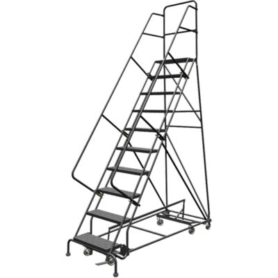 Échelles roulantes multidirectionnelles, 10 marches, Largeur de la marche 24", Hauteur de la plateforme 100", Acier